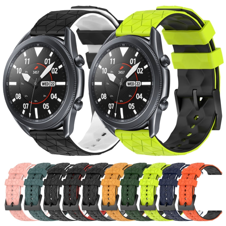 22mm Football Pattern Two-Color Silicone Watch Band, For Samsung Galaxy Watch3 45mm, For Samsung Galaxy Watch 46mm
