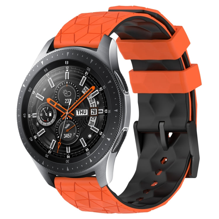 22mm Football Pattern Two-Color Silicone Watch Band, For Samsung Galaxy Watch3 45mm, For Samsung Galaxy Watch 46mm