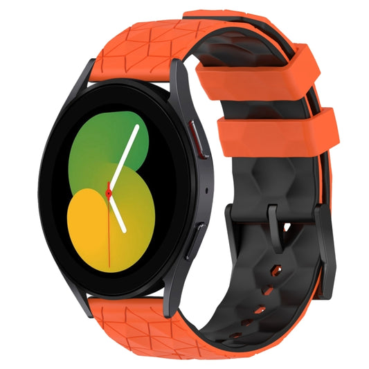 20mm Football Pattern Two-Color Silicone Watch Band, For Samsung Galaxy Watch 5 44mm, For Samsung Galaxy Watch 5 40mm