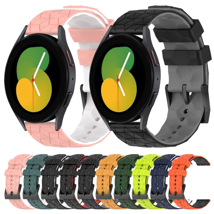 20mm Football Pattern Two-Color Silicone Watch Band, For Samsung Galaxy Watch 5 44mm, For Samsung Galaxy Watch 5 40mm