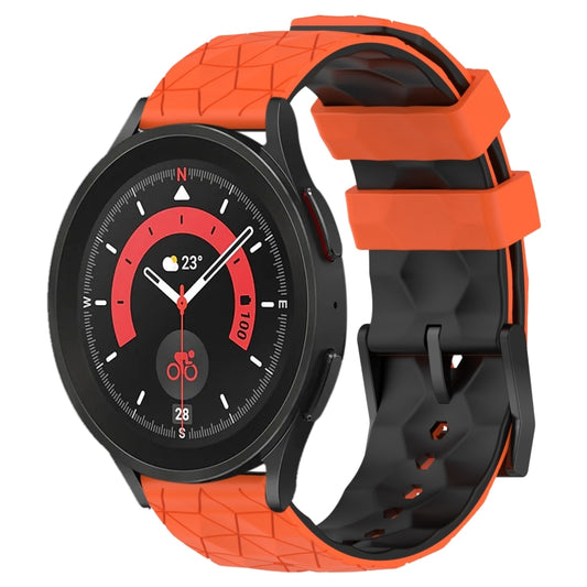 20mm Football Pattern Two-Color Silicone Watch Band, For Samsung Galaxy Watch 5 Pro 45mm, For Samsung Galaxy Watch 4 44mm