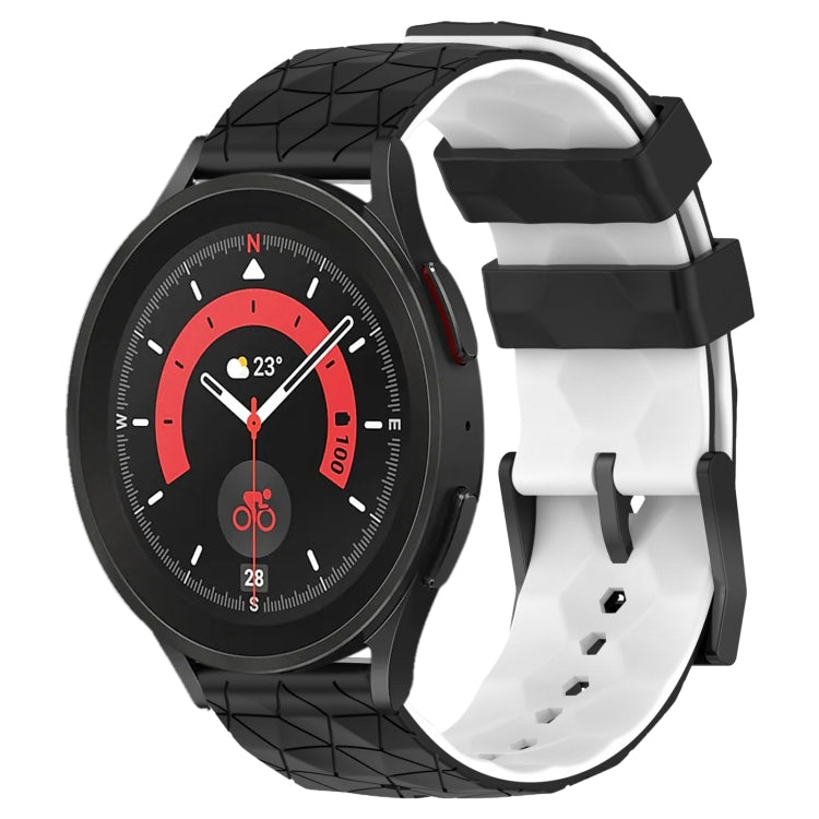 20mm Football Pattern Two-Color Silicone Watch Band, For Samsung Galaxy Watch 5 Pro 45mm, For Samsung Galaxy Watch 4 44mm