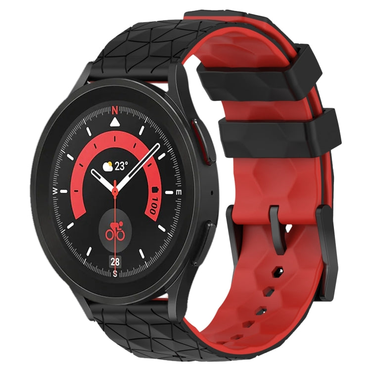 20mm Football Pattern Two-Color Silicone Watch Band, For Samsung Galaxy Watch 5 Pro 45mm, For Samsung Galaxy Watch 4 44mm