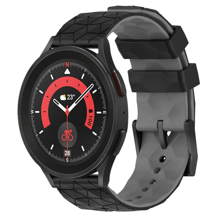 20mm Football Pattern Two-Color Silicone Watch Band, For Samsung Galaxy Watch 5 Pro 45mm, For Samsung Galaxy Watch 4 44mm