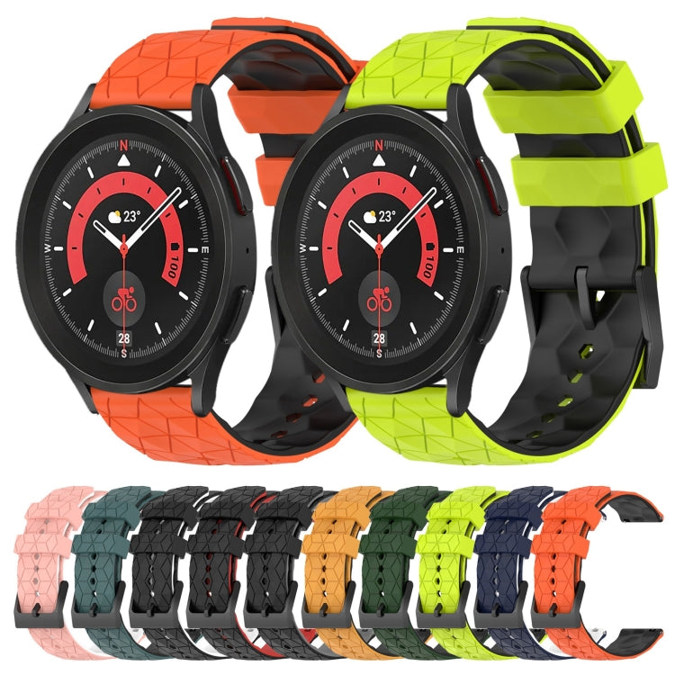 20mm Football Pattern Two-Color Silicone Watch Band, For Samsung Galaxy Watch 5 Pro 45mm, For Samsung Galaxy Watch 4 44mm