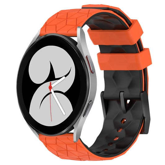 20mm Football Pattern Two-Color Silicone Watch Band, For Samsung Galaxy Watch 4 40mm, For Samsung  Galaxy Watch 4 Classic 42mm