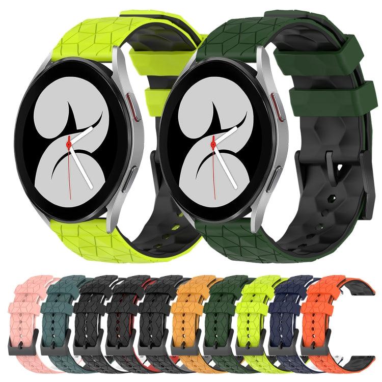 20mm Football Pattern Two-Color Silicone Watch Band, For Samsung Galaxy Watch 4 40mm, For Samsung  Galaxy Watch 4 Classic 42mm