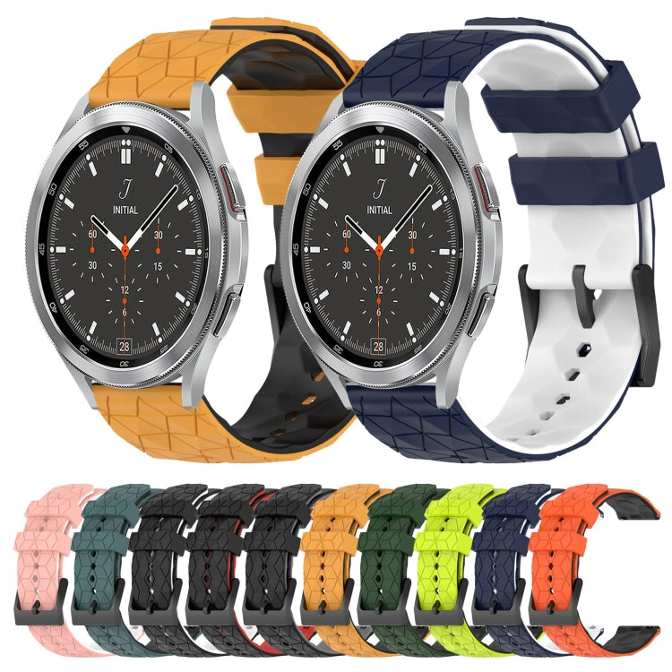 20mm Football Pattern Two-Color Silicone Watch Band, For Samsung  Galaxy Watch 4 Classic 46mm, For Samsung Galaxy Watch Active 2 40mm