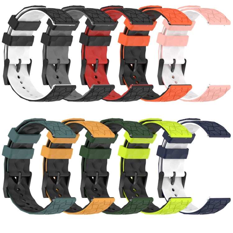 20mm Football Pattern Two-Color Silicone Watch Band, For Samsung  Galaxy Watch 4 Classic 46mm, For Samsung Galaxy Watch Active 2 40mm