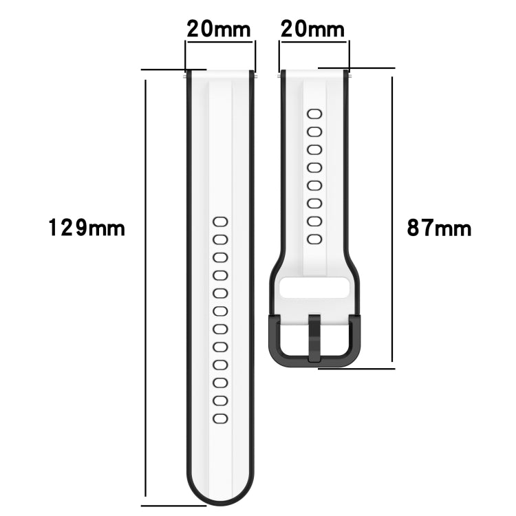 20mm Convex Loop Two-Color Silicone Watch Band, For Samsung  Galaxy Watch 4 Classic 42mm, For Samsung  Galaxy Watch 4 Classic 46mm