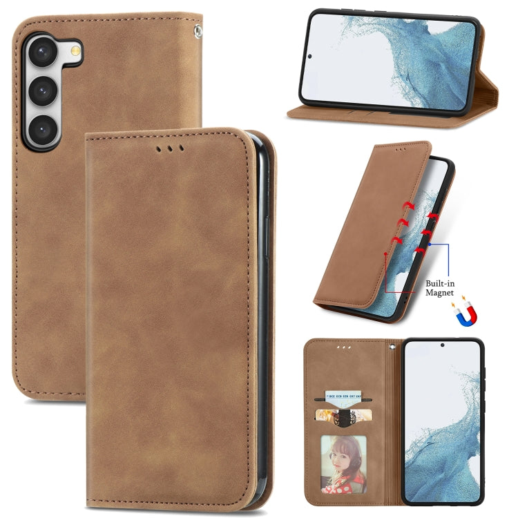 Retro Skin Feel Magnetic Leather Phone Case, For Samsung Galaxy A24 5G, For Samsung Galaxy S23 Ultra 5G, For Samsung Galaxy S23+ 5G, For Samsung Galaxy S23 5G, For Samsung Galaxy XCover 5