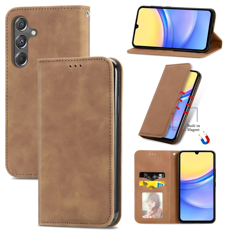 Retro Skin Feel Magnetic Leather Phone Case, For Samsung Galaxy A15, For Samsung Galaxy A05, For Samsung Galaxy A05s 4G, For Samsung Galaxy A25 5G, For Samsung Galaxy S23 FE 5G