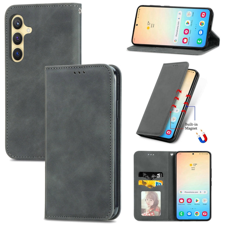 Retro Skin Feel Magnetic Leather Phone Case, For Samsung Galaxy A55 5G, For Samsung Galaxy A35 5G, For Samsung Galaxy S24 Ultra 5G, For Samsung Galaxy S24+ 5G, For Samsung Galaxy S24 5G