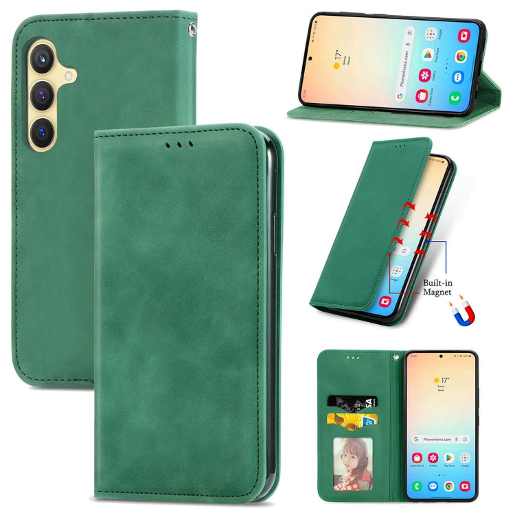 Retro Skin Feel Magnetic Leather Phone Case, For Samsung Galaxy A55 5G, For Samsung Galaxy A35 5G, For Samsung Galaxy S24 Ultra 5G, For Samsung Galaxy S24+ 5G, For Samsung Galaxy S24 5G