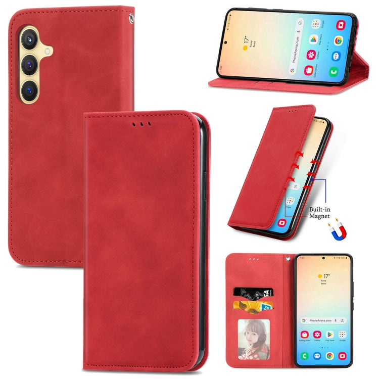 Retro Skin Feel Magnetic Leather Phone Case, For Samsung Galaxy A55 5G, For Samsung Galaxy A35 5G, For Samsung Galaxy S24 Ultra 5G, For Samsung Galaxy S24+ 5G, For Samsung Galaxy S24 5G