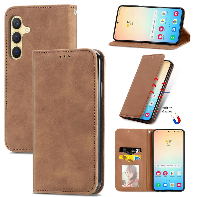 Retro Skin Feel Magnetic Leather Phone Case, For Samsung Galaxy A55 5G, For Samsung Galaxy A35 5G, For Samsung Galaxy S24 Ultra 5G, For Samsung Galaxy S24+ 5G, For Samsung Galaxy S24 5G