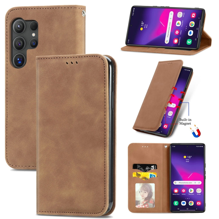 Retro Skin Feel Magnetic Leather Phone Case, For Samsung Galaxy A55 5G, For Samsung Galaxy A35 5G, For Samsung Galaxy S24 Ultra 5G, For Samsung Galaxy S24+ 5G, For Samsung Galaxy S24 5G