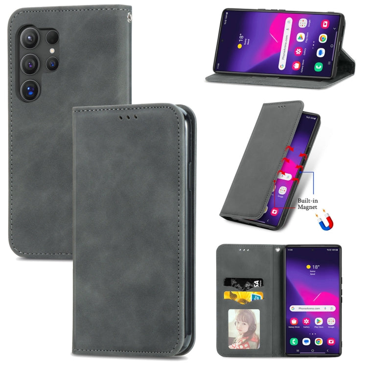 Retro Skin Feel Magnetic Leather Phone Case, For Samsung Galaxy A55 5G, For Samsung Galaxy A35 5G, For Samsung Galaxy S24 Ultra 5G, For Samsung Galaxy S24+ 5G, For Samsung Galaxy S24 5G