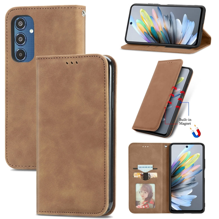 Retro Skin Feel Magnetic Leather Phone Case, For Samsung Galaxy S24 FE 5G, For Samsung Galaxy M35, For Samsung Galaxy M14 4G, For Samsung Galaxy M15, For Samsung Galaxy XCover 7