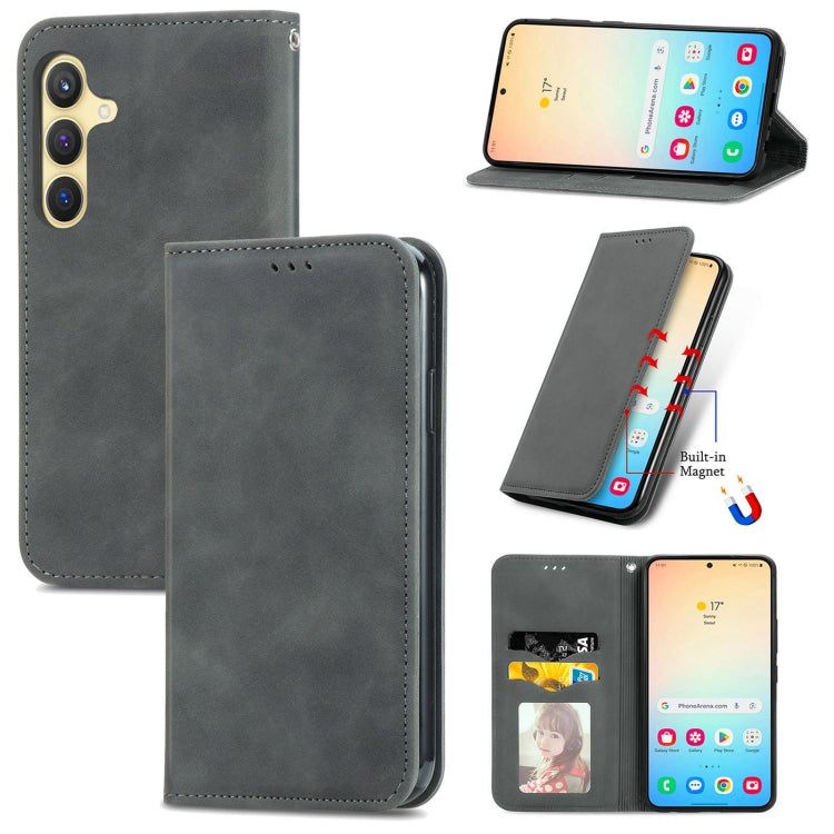 Retro Skin Feel Magnetic Leather Phone Case, For Samsung Galaxy S25 5G, For Samsung Galaxy S25+ 5G, For Samsung Galaxy S25 Ultra 5G, For Samsung Galaxy A16, For Samsung Galaxy A06