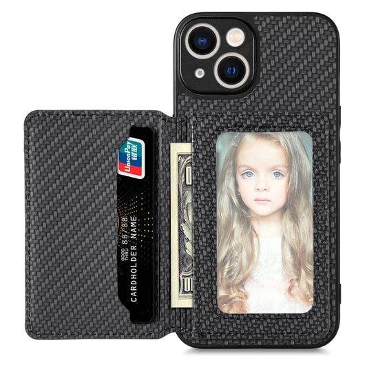 Carbon Fiber Magnetic Card Bag Phone Case, For iPhone 13, For iPhone 13 mini, For iPhone 13 Pro, For iPhone 13 Pro Max