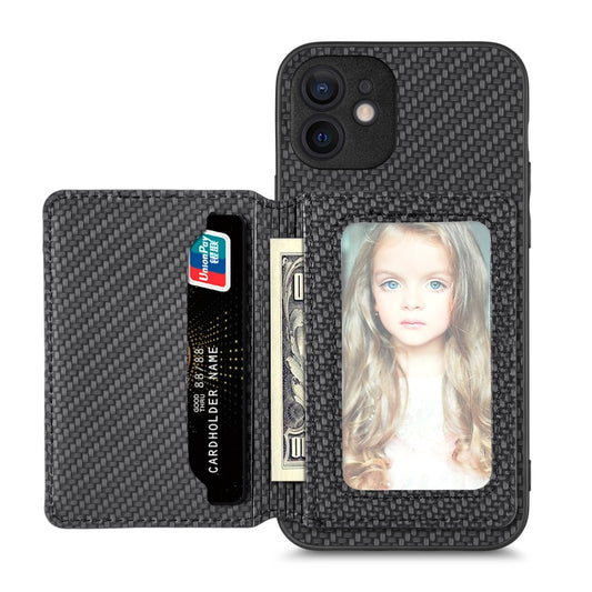 Carbon Fiber Magnetic Card Bag Phone Case, For iPhone 11, For iPhone 11 Pro, For iPhone 11 Pro Max, For iPhone X / XS