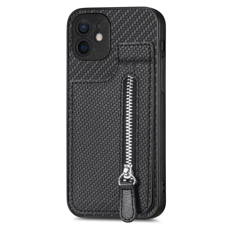 Carbon Fiber Vertical Flip Zipper Phone Case