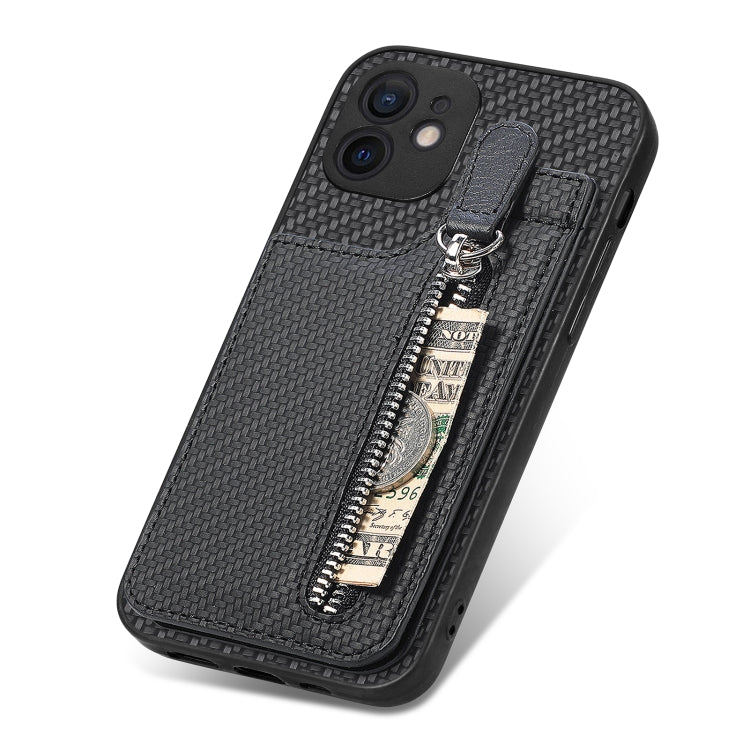 Carbon Fiber Vertical Flip Zipper Phone Case