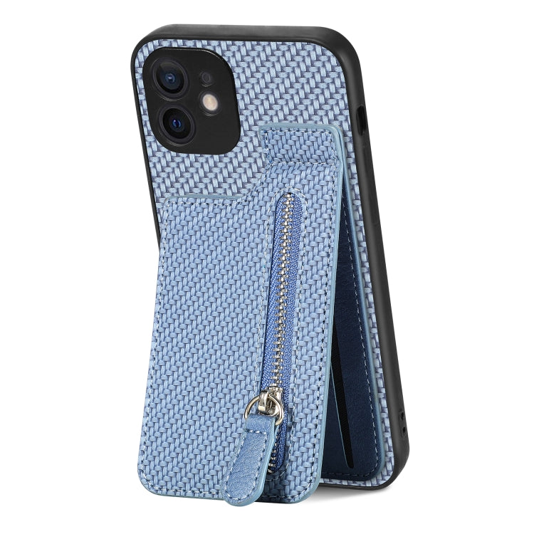 Carbon Fiber Vertical Flip Zipper Phone Case