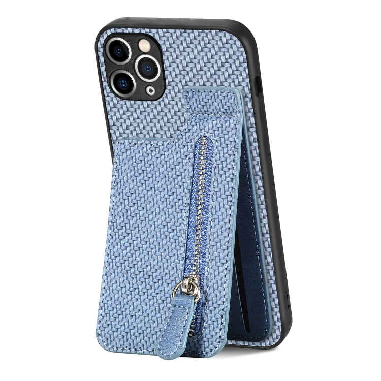 Carbon Fiber Vertical Flip Zipper Phone Case