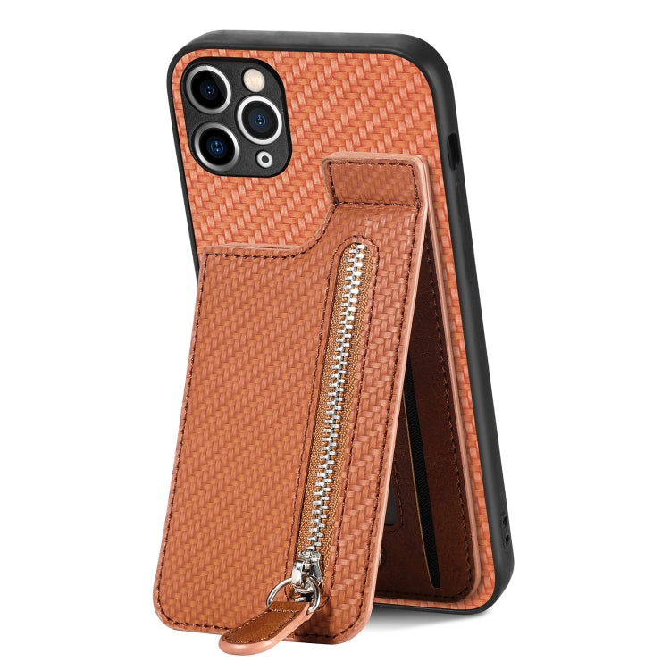 Carbon Fiber Vertical Flip Zipper Phone Case