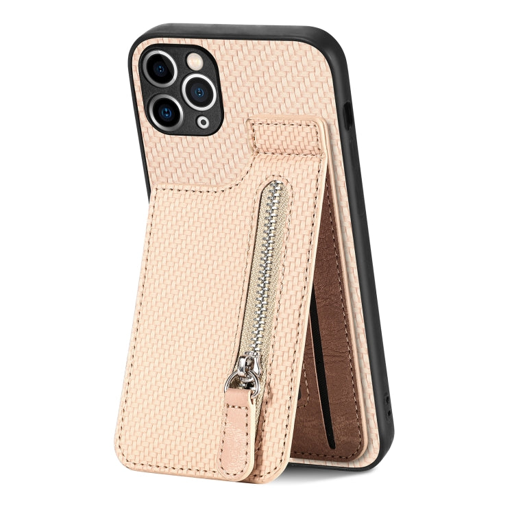 Carbon Fiber Vertical Flip Zipper Phone Case