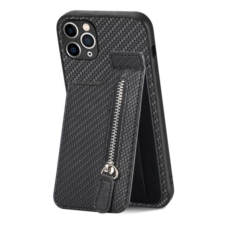 Carbon Fiber Vertical Flip Zipper Phone Case