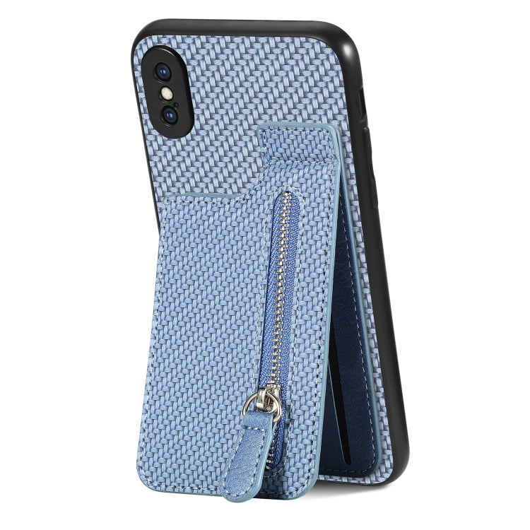 Carbon Fiber Vertical Flip Zipper Phone Case