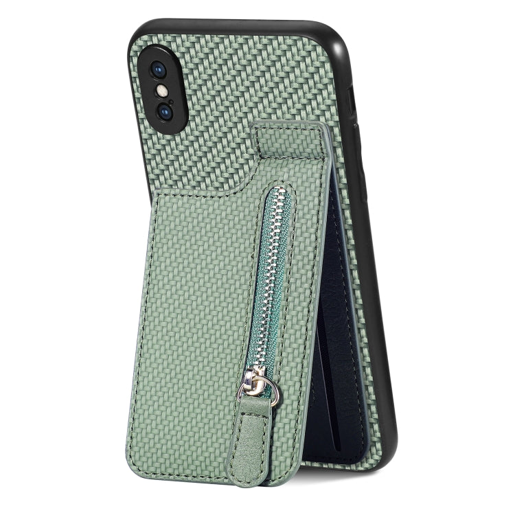 Carbon Fiber Vertical Flip Zipper Phone Case