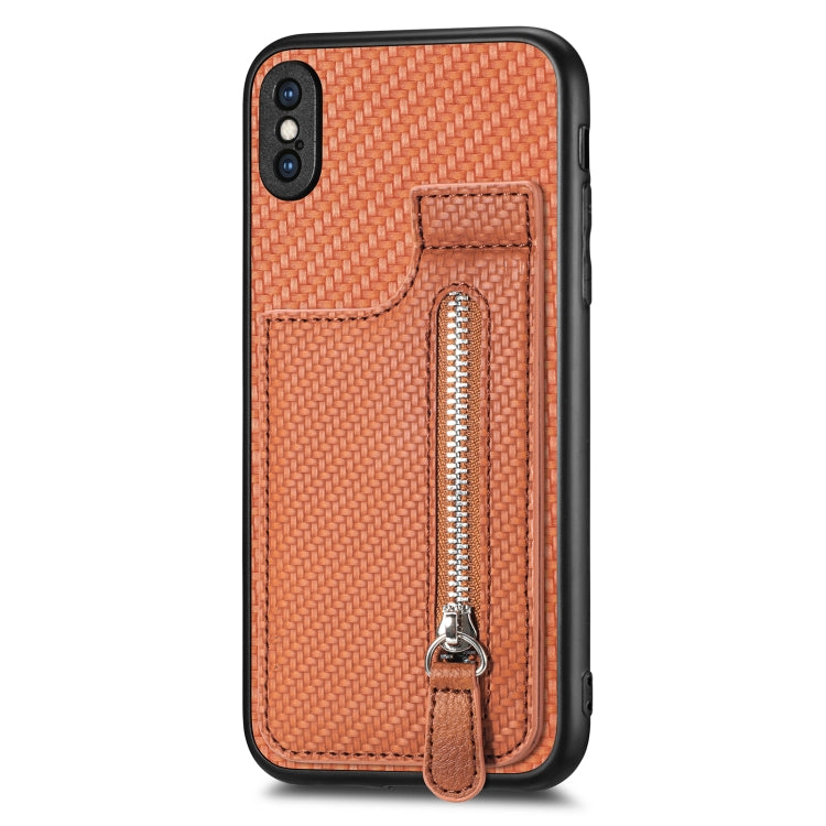 Carbon Fiber Vertical Flip Zipper Phone Case