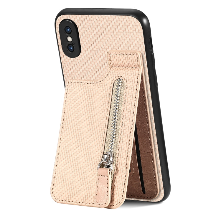Carbon Fiber Vertical Flip Zipper Phone Case