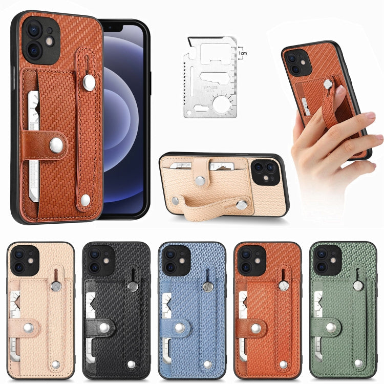 Wristband Kickstand Card Wallet Back Cover Phone Case with Tool Knife