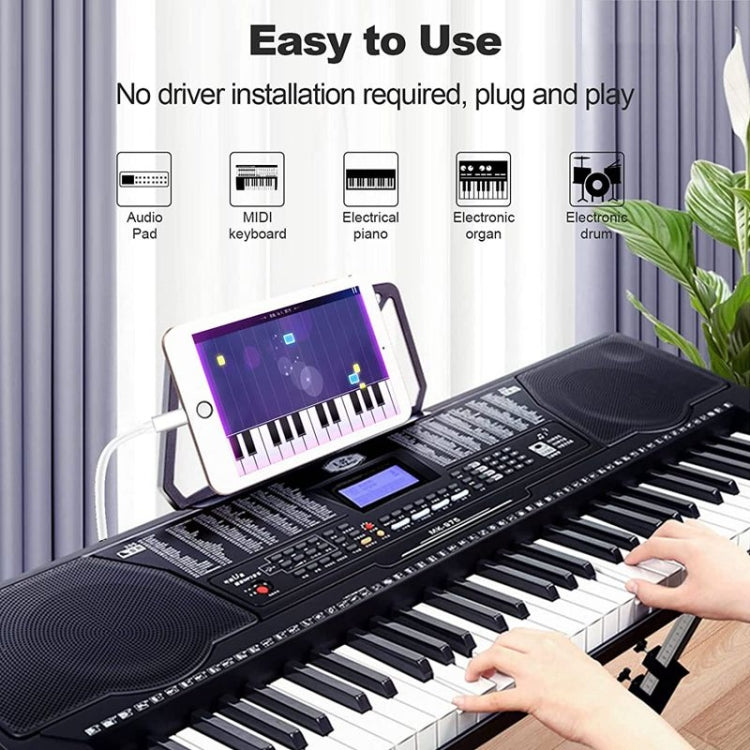 1m 8 Pin to USB + MIDI Electronic Music Instrument & OTG & Charging Multifunctional Cable Compatible with iOS 10-14, MIDI + OTG