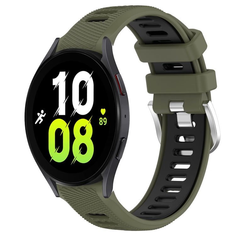 20mm Sports Two-Color Steel Buckle Silicone Watch Band, For Samsung Galaxy Watch5 44mm, For Samsung Galaxy Watch 6 44mm