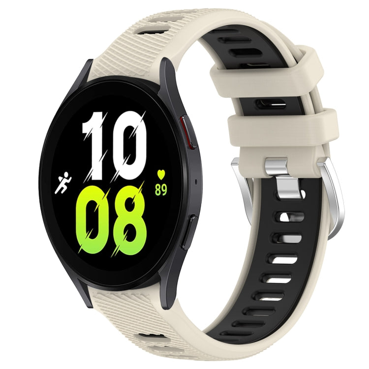 20mm Sports Two-Color Steel Buckle Silicone Watch Band, For Samsung Galaxy Watch5 44mm, For Samsung Galaxy Watch 6 44mm