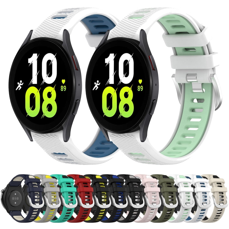 20mm Sports Two-Color Steel Buckle Silicone Watch Band, For Samsung Galaxy Watch5 44mm, For Samsung Galaxy Watch 6 44mm