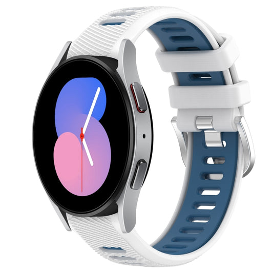 20mm Sports Two-Color Steel Buckle Silicone Watch Band, For Samsung Galaxy Watch5 40mm, For Samsung Galaxy Watch5 Pro 45mm