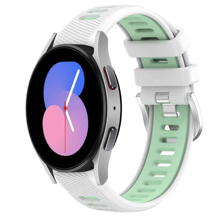 20mm Sports Two-Color Steel Buckle Silicone Watch Band, For Samsung Galaxy Watch5 40mm, For Samsung Galaxy Watch5 Pro 45mm
