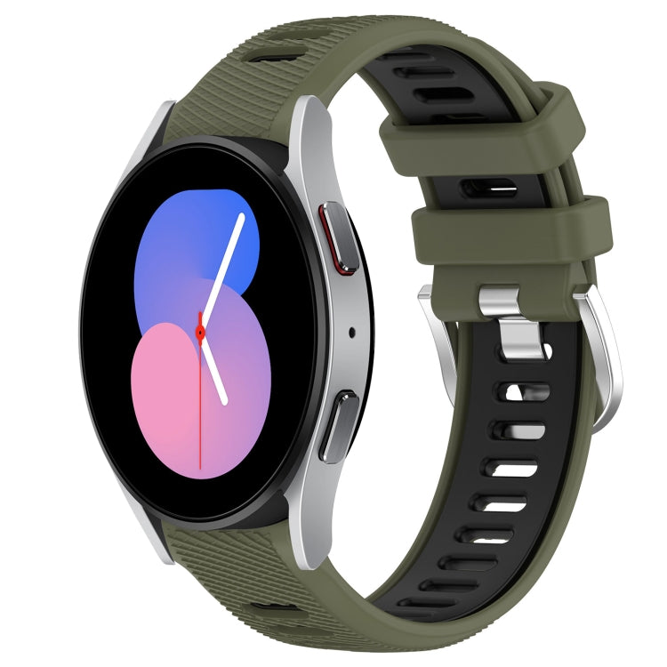 20mm Sports Two-Color Steel Buckle Silicone Watch Band, For Samsung Galaxy Watch5 40mm, For Samsung Galaxy Watch5 Pro 45mm