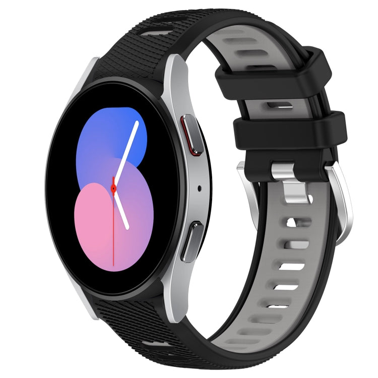 20mm Sports Two-Color Steel Buckle Silicone Watch Band, For Samsung Galaxy Watch5 40mm, For Samsung Galaxy Watch5 Pro 45mm
