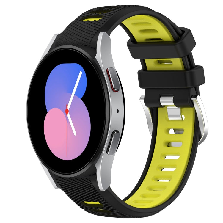 20mm Sports Two-Color Steel Buckle Silicone Watch Band, For Samsung Galaxy Watch5 40mm, For Samsung Galaxy Watch5 Pro 45mm