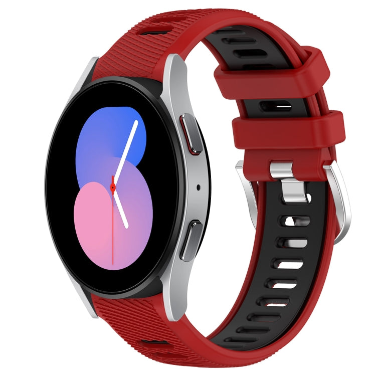 20mm Sports Two-Color Steel Buckle Silicone Watch Band, For Samsung Galaxy Watch5 40mm, For Samsung Galaxy Watch5 Pro 45mm