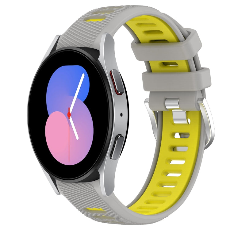 20mm Sports Two-Color Steel Buckle Silicone Watch Band, For Samsung Galaxy Watch5 40mm, For Samsung Galaxy Watch5 Pro 45mm