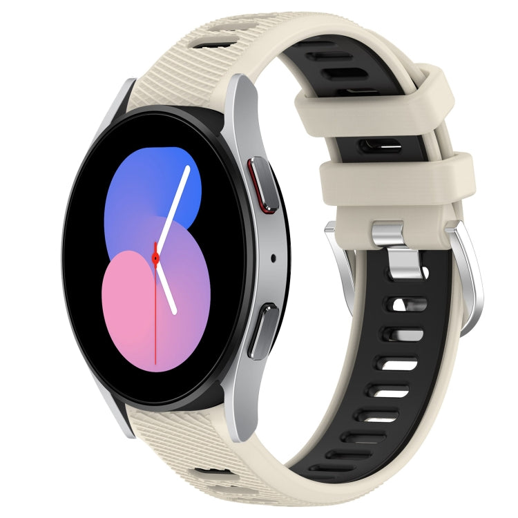 20mm Sports Two-Color Steel Buckle Silicone Watch Band, For Samsung Galaxy Watch5 40mm, For Samsung Galaxy Watch5 Pro 45mm